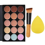 Bittb Pro Makeup Set 15 Colors Face Concealer Palette Foundation Brush Cosmetic Puff Facial Beauty Contour Make up Sponge Kit