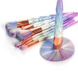 7Pcs Diamond Shape Makeup Brush Set Dazzle Glitter Foundation Powder Makeup Brushes Rainbow Makeup Eyeshadow Blending Brush Kit