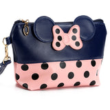 mickey minnie Cosmetic Bags Women Makeup Bag New Cartoon Large Bow tie clutch Women Packages PU Leather Bag