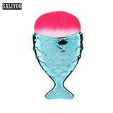 Lovely Mermaid Foundation Makeup Brush Fish Shaped Powder Blusher Cosmetic Makeup Brush Tool Kit Fishtail Bottom Contour Brushes