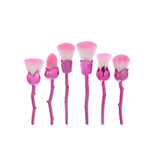 zwellbe 6 Pcs Rose Gloden Flower Shape Makeup Brushes Set Cosmetic Powder Face Pinceis Tool Blush Kabuki Brush Brocha Maquillaje