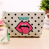 New Arrival Women PU Leather Prints Cosmetic Organizer bag Lady Cute Waterproof European and American Style Storage Makeup bags