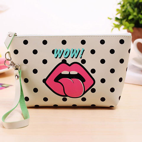 New Arrival Women PU Leather Prints Cosmetic Organizer bag Lady Cute Waterproof European and American Style Storage Makeup bags