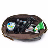 DAYGOS Canvas Travel Toiletry Organizer Shaving Dopp Kit Leather Travel Cosmetic Bag Makeup Men Handbag Casual Zipper Wash Cases