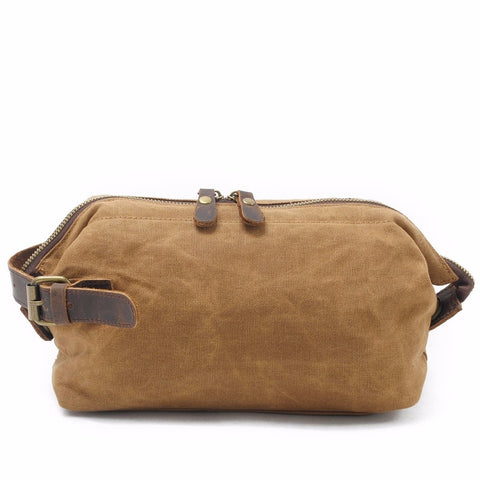 DAYGOS Canvas Travel Toiletry Organizer Shaving Dopp Kit Leather Travel Cosmetic Bag Makeup Men Handbag Casual Zipper Wash Cases