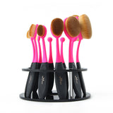 Oval Makeup Brushes Professional 10pcs Oval Brush Set Toothbrush Make Up Brushes with Brush Holder