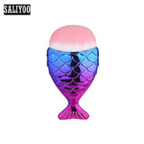 Lovely Mermaid Foundation Makeup Brush Fish Shaped Powder Blusher Cosmetic Makeup Brush Tool Kit Fishtail Bottom Contour Brushes