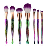 7pcs Pro Mermaid Makeup Brushe Cosmetic Foundation Powder Eyeshadow Contour Concealer Blending Blush Fish Tail Fish-shaped Brush