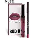 BUD K Lipstick Sets Long Lasting Matte Liquid Lipstick+velvet Lips Pencil Makeup Waterproof Matt Batom Nude Liquid Lip Gloss